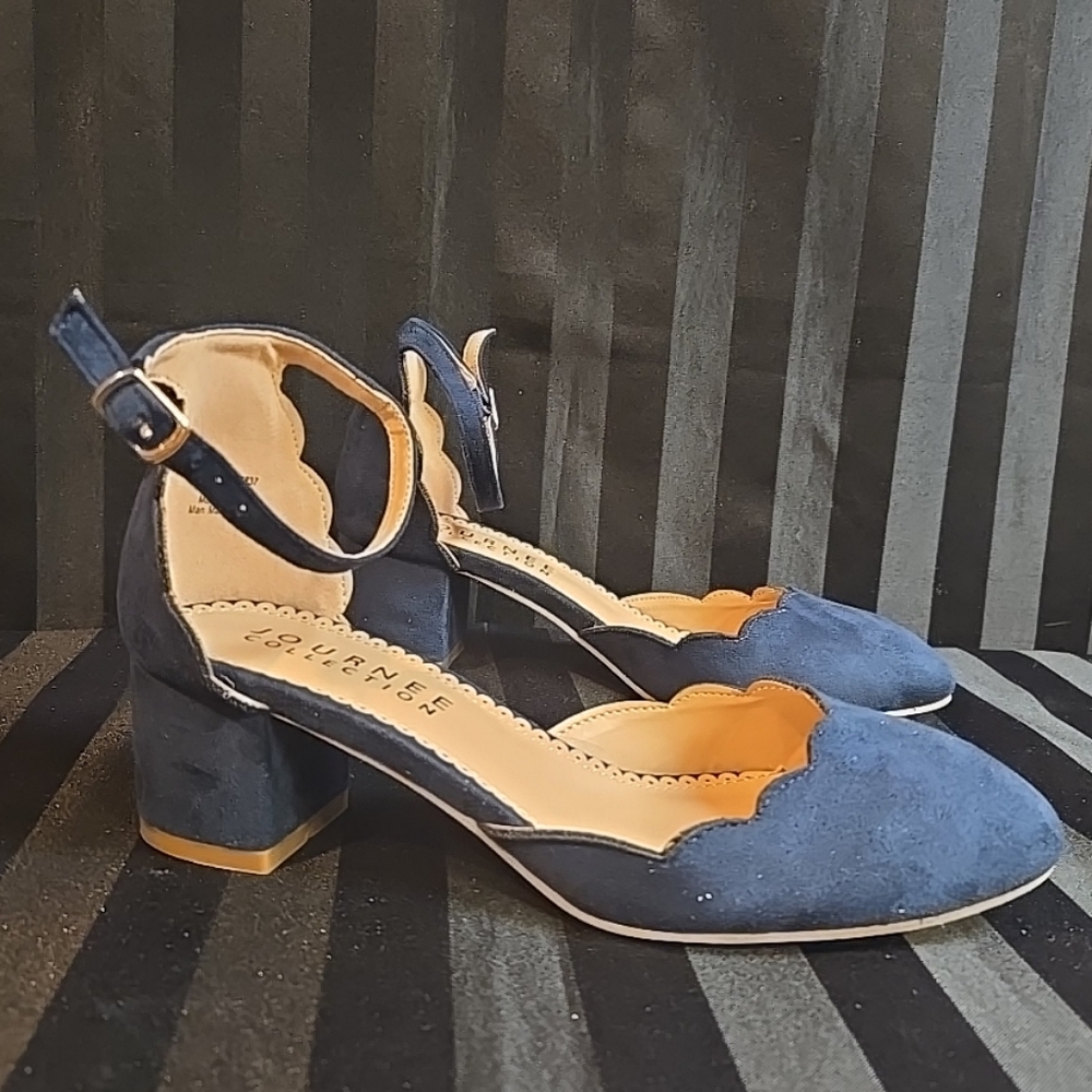 New No Box Journee Collection Women's US 8 Edna Pump Heels Navy Blue - Picture 8 of 13